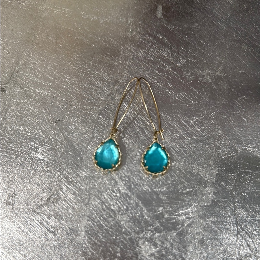 Kendra Scott Blue and Gold Dangle Earrings